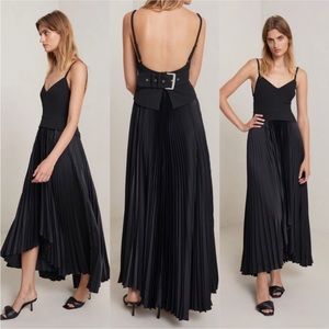 A.L.C. Gwen Pleated Asymmetrical Dress in Black